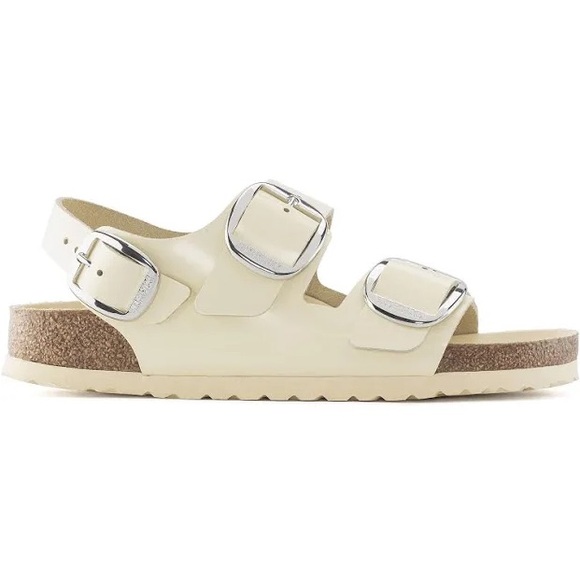 Birkenstock Milano Big Buckle Cream Sandals with Silver Size 40 - Picture 4 of 12
